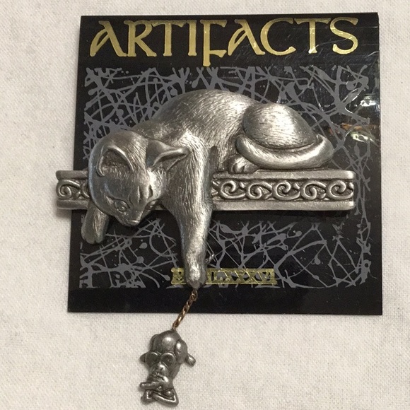 Vintage Cat and Mouse Brooch by JJ Jonette - Picture 2 of 3